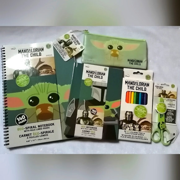 Mandalorian the Child Other - Mandalorian Notebook, Hard Cover Notebook, Pencil Case, Pencil Crayons, Scissors